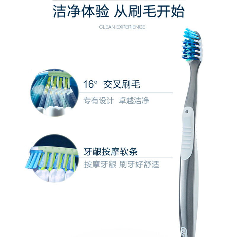 欧乐B（OralB）牙龈专护活力按摩成人软毛牙刷精准多角度双支装-图1