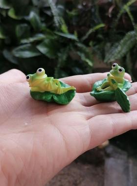 沉水青蛙划船盆栽小摆件工艺品盆景树脂装饰森系治愈萌萌哒微景观