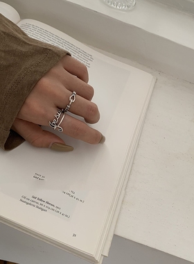 925银音符复古风潮流开口戒指