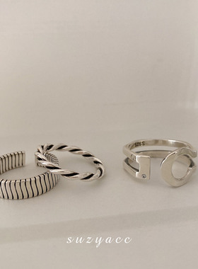 韩国ins风麻花开口食指戒指女时尚个性简约冷淡风可爱潮流复古酷