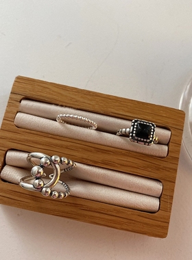 925银不掉色圆珠时尚潮流戒指