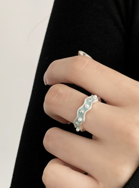 设计感精致星河戒指女时尚几何甜酷星星滴釉开口指环小众食指戒潮