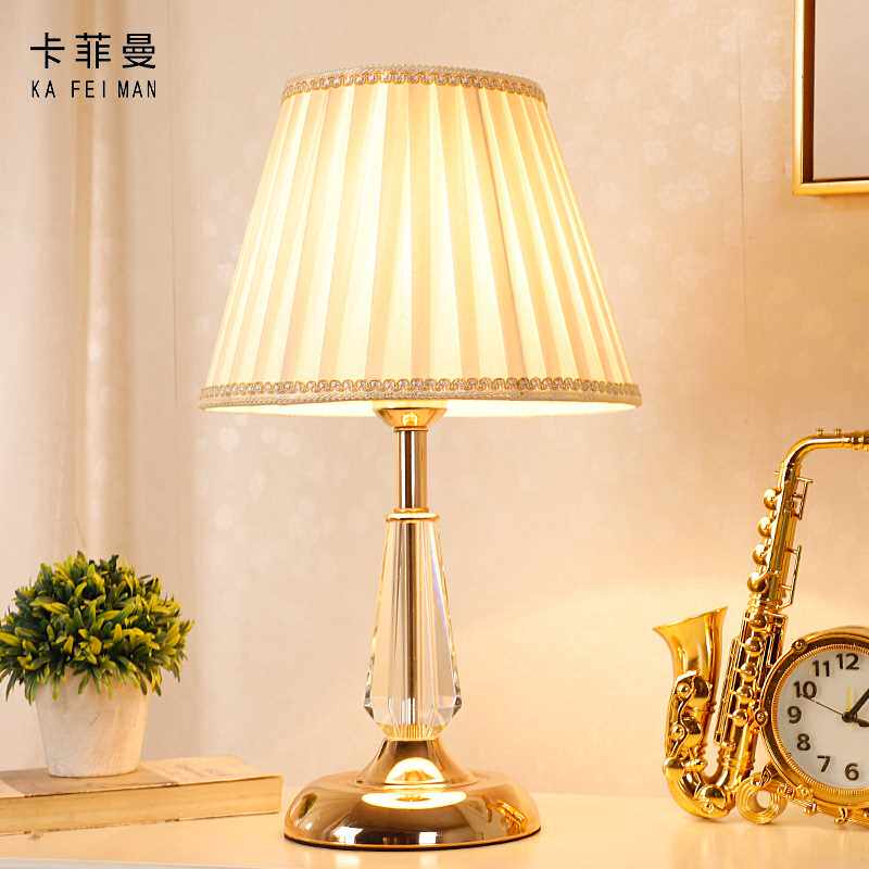 高档水晶台灯卧室ins少女欧式简约现代婚房结婚温馨浪漫触摸床头