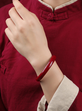 原矿高纯度朱砂手镯女式官方旗舰店正品贵妃镯子本命年送妈妈礼物