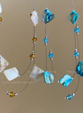 双层不规则项链女夏天小众设计感锁骨链2025新款爆款颈链配饰