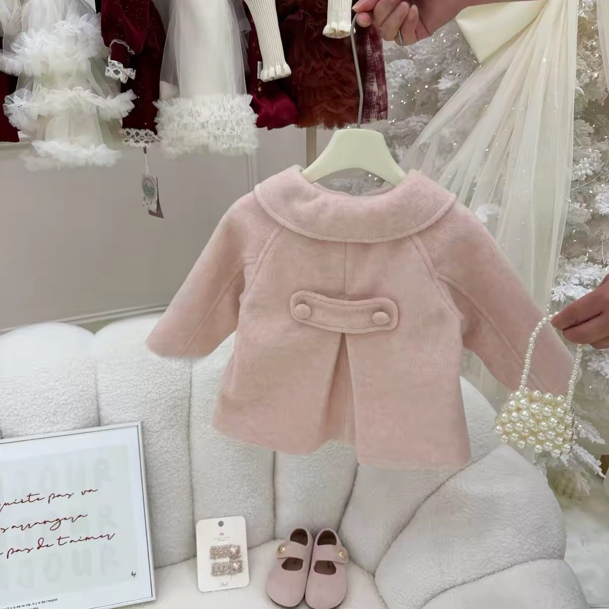 【奶油】奶油粉！女童呢大衣冬季新款儿童甜美中长款呢子外套跨境,淘宝优惠券,粉丝福利购,淘宝优惠卷