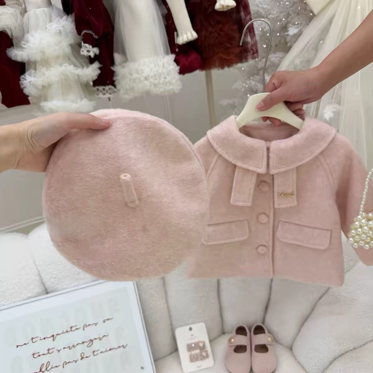 【奶油】奶油粉！女童呢大衣冬季新款儿童甜美中长款呢子外套跨境,淘宝优惠券,粉丝福利购,淘宝优惠卷