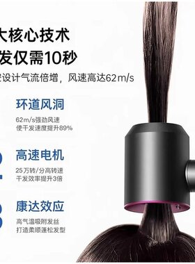 【央妈主推】新款吹风机高速无叶电吹风家用静音大风力速干负离子