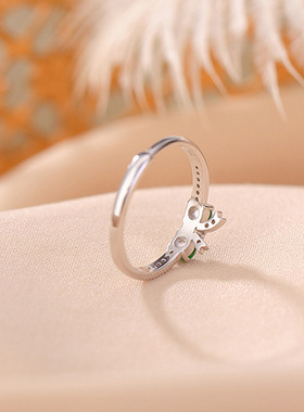 翡翠蝴蝶结镶嵌锆石简约时尚个性