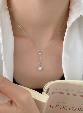 新品方牌贝珠抽拉项链简约款精致时尚甜美ins极简锁骨链