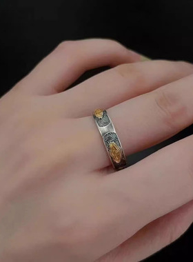 复古蒙古祥云满纹戒指时尚气质开