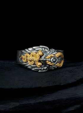 衔蛇大鹏鸟戒指手工小众指环个性