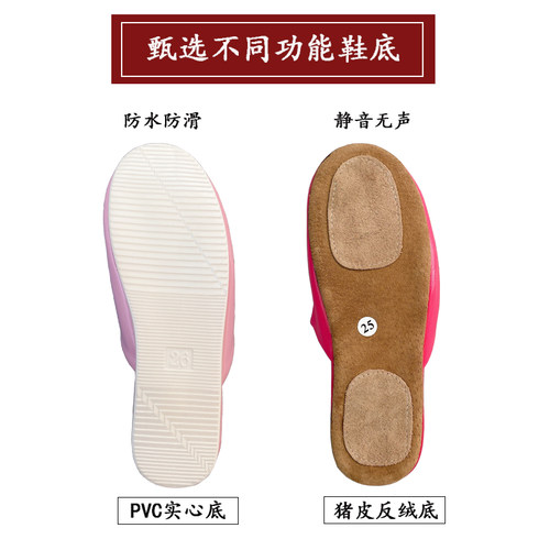 日式春秋季仿羊皮家居拖鞋高档卧室内防滑居家pu皮地板拖包头男女 - 图3