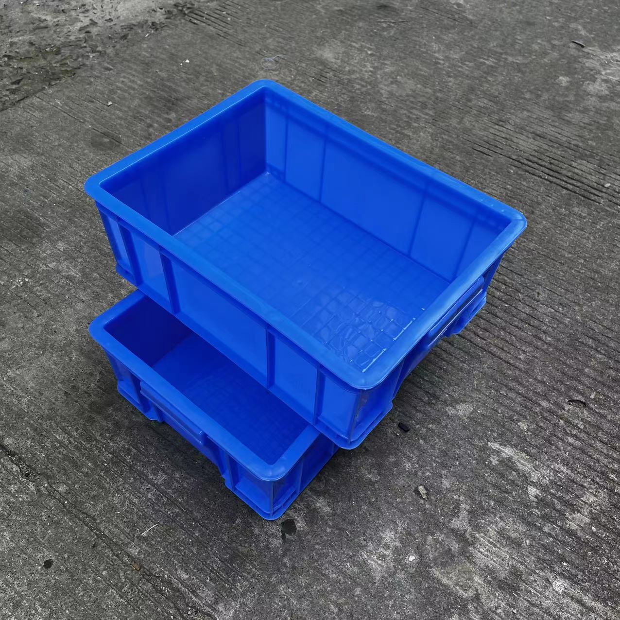445*270*100五金箱 蓝色塑料周转箱 工业中转箱 物料箱子 可丝印 - 图2