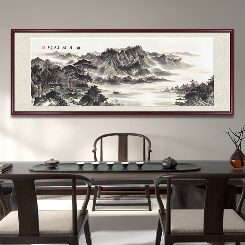 雅居图风景国画手绘真迹山水画客厅挂画办公室装饰画沙发背景墙画