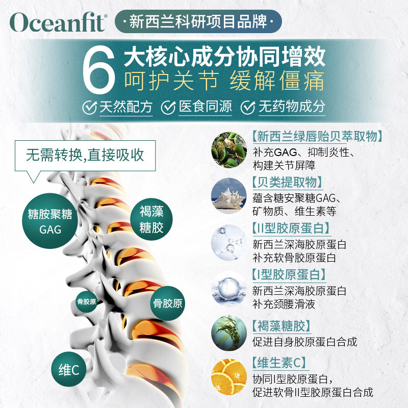 oceanfit海优健进口颈腰修护氨糖 Oceanfit海外氨基葡萄糖