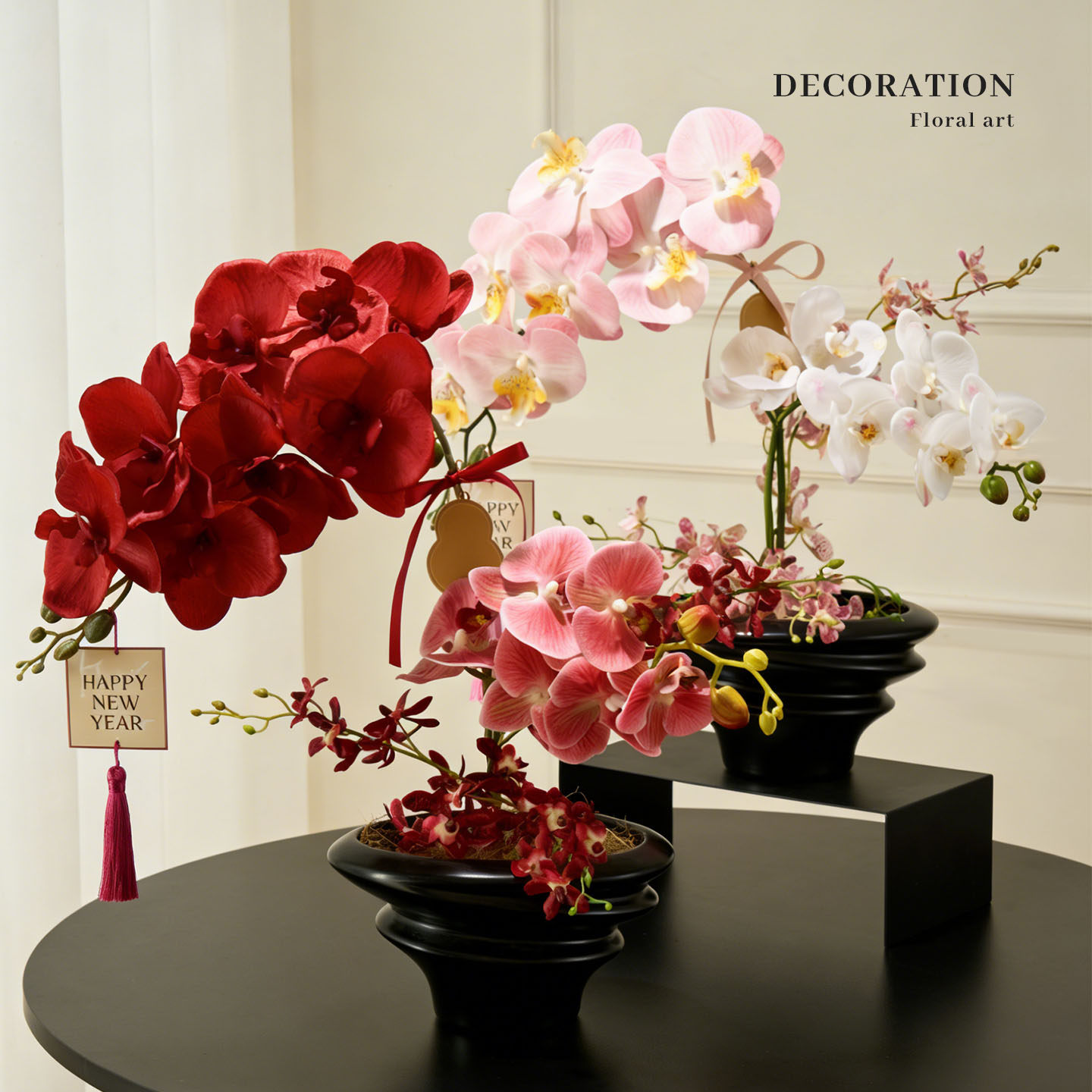 新年装饰品年味氛围布置年宵花仿真花蝴蝶兰盆景马年春节桌面摆件,淘宝优惠券,粉丝福利购,淘宝优惠卷