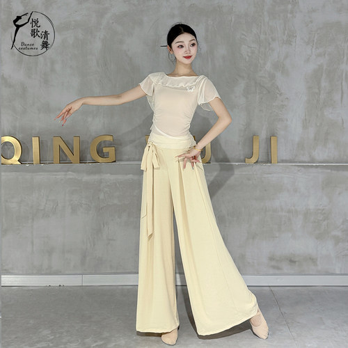 古典舞纱衣2026新款芭蕾舞中国舞练功服夏天形体短袖网纱舞蹈上衣 - 图1