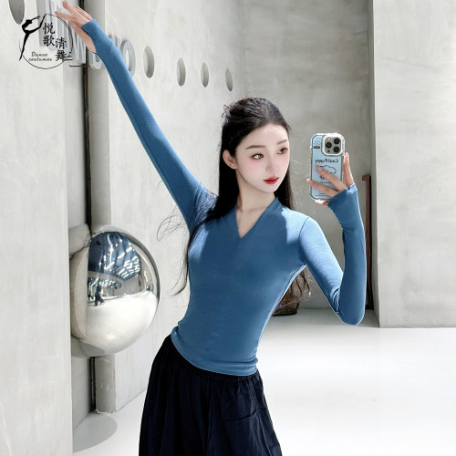 现代舞上衣2026新款古典舞服装秋冬形体训练服长袖中国舞蹈练功服 - 图0