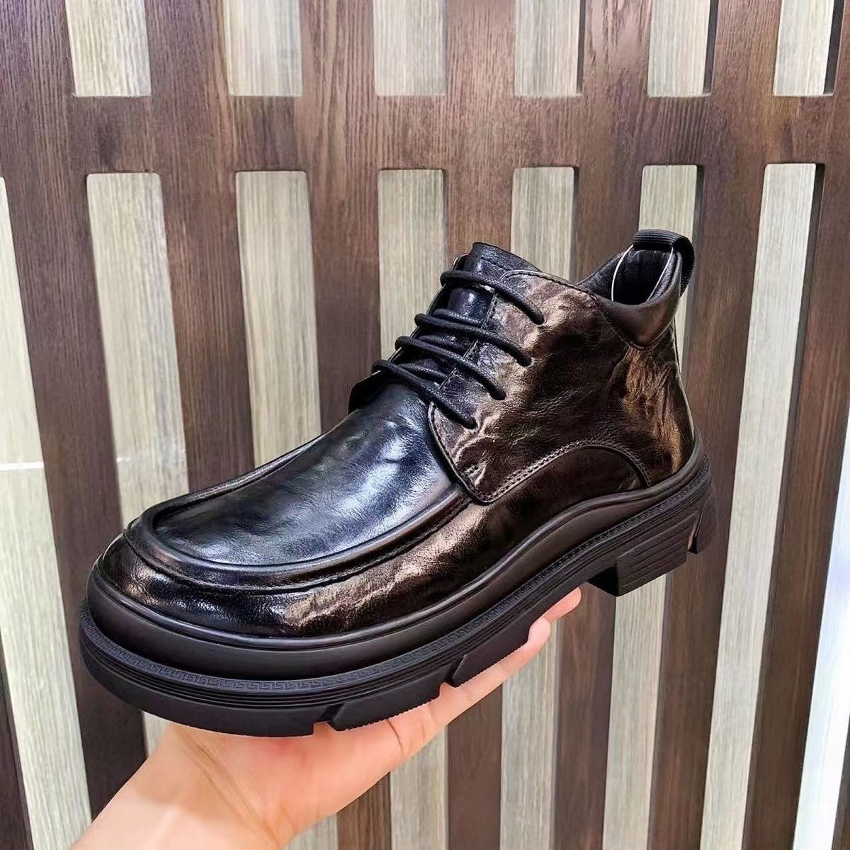 2025春新款真皮商务休闲一脚蹬英伦风牛皮厚底豆豆鞋大头皮鞋男鞋,淘宝优惠券,粉丝福利购,淘宝优惠卷