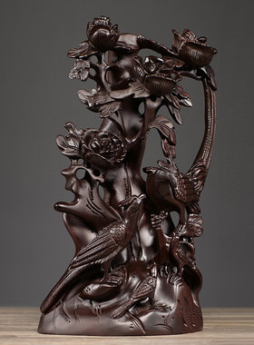 大师雕刻喜鹊黑檀中式