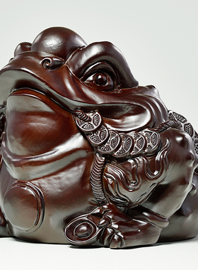 开业礼品客厅家居黑檀木中式金蟾