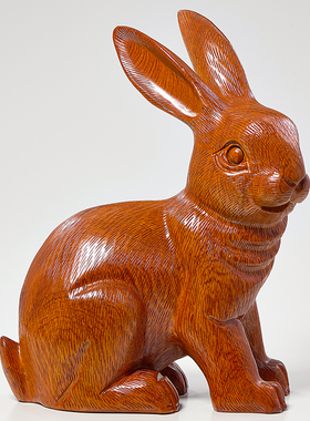花梨木雕兔子摆件实木十二生肖木头兔家居客厅装饰工艺品乔迁送礼