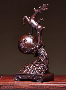 黑檀木中式一路发摆件搬家送礼