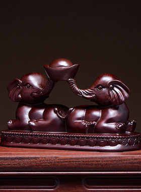 黑檀木中式大师雕刻猪