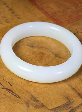 收藏级天然新疆羊脂白玉手镯正装老料和田玉镯子女款正品平安手镯