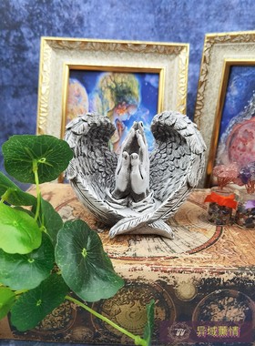 欧式天使之翼翅膀水晶球摆件烛台