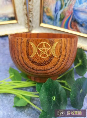 酸枣木碗供水碗五芒星三相月碗
