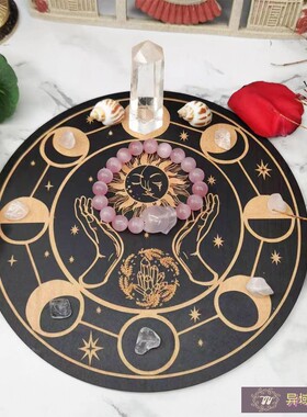 木制雕刻水晶板星座水晶盘杯垫