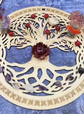 镂空生命树麦达旭木制盘板水晶板