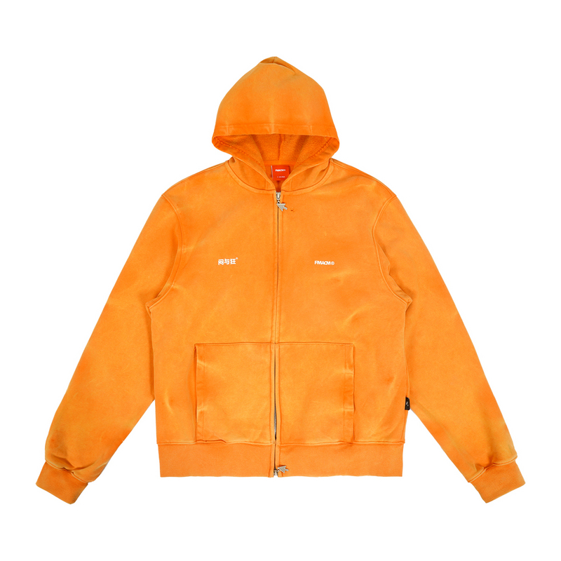 FMACM闷与狂 重磅洗水480克扎染连帽2024秋印花宽松拉链卫衣外套 - 图3