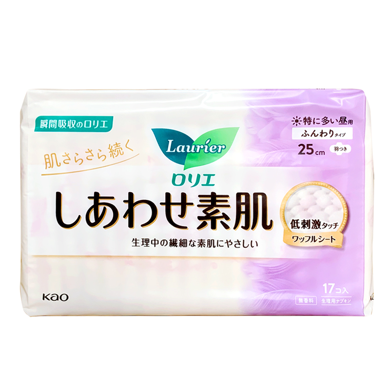 日本原装KAO花王姨妈巾瞬吸棉柔透气F系列日用护翼卫生巾25cm17片 - 图3