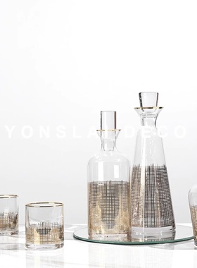 轻奢风玻璃酒杯样板房间桌面摆件