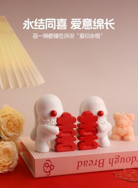 送新人闺蜜陪嫁结婚礼物创意中式喜庆兔子摆件婚房桌面布置装饰品