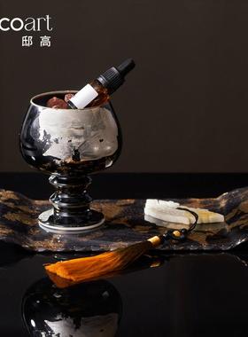 现代中式会所民宿客厅茶室桌面无火陶瓷香薰罐装饰摆件软装套装