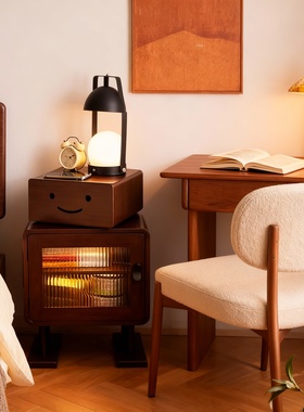 笑脸木质收纳盒床头柜摆件