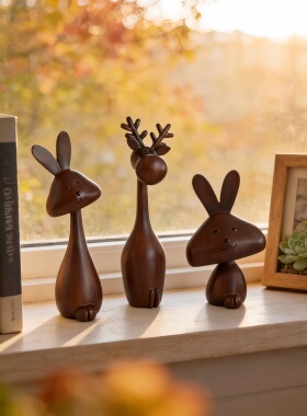 中古风vintage玄关摆件-手工木纹