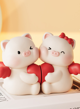 心心相印陶瓷摆件婚房喜庆装饰