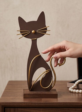 【黑金猫影】复古铁艺摆件高级感