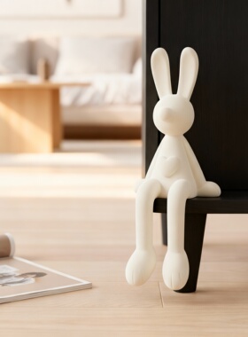 可爱白色陶瓷兔子装饰摆件