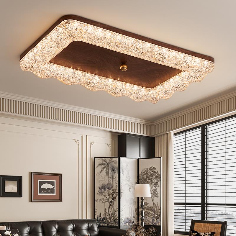 意式极简客厅吸顶灯中古风金箔树脂轻奢长方形高端护眼大厅灯卧室 - 图0