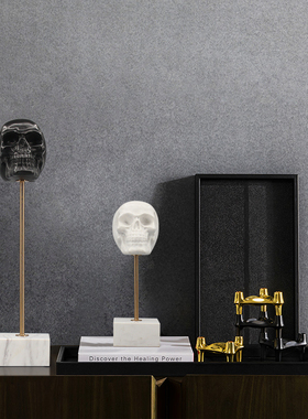 黑色骷髅武士金属拼接大理石底座