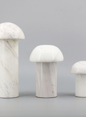 蘑菇新中式风客厅柜子白色大理石