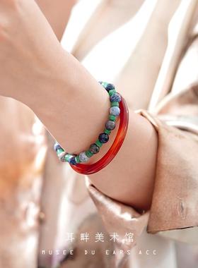 A青花瓷天然蓝钱石手串