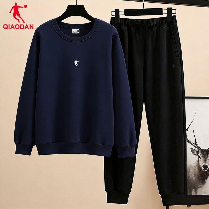 乔丹圆领卫衣套装男2026春季新款宽松长袖T恤休闲跑步运动两件套,淘宝优惠券,粉丝福利购,淘宝优惠卷