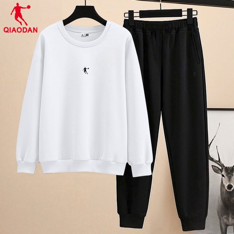 乔丹圆领卫衣套装男2026春季新款宽松长袖T恤休闲跑步运动两件套,淘宝优惠券,粉丝福利购,淘宝优惠卷